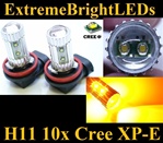 TWO Orange Amber 50W High Power H11 H8 H9 10x Cree XP-E LED Fog Driving DRL Lights