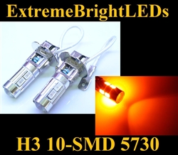TWO Orange AMBER H3 10-SMD 5730 LED Driving or Fog Lamps Lights bulbs