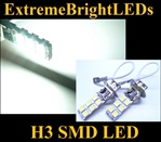 TWO Xenon HID WHITE H3 12-SMD LED Driving or Fog Lights bulbs