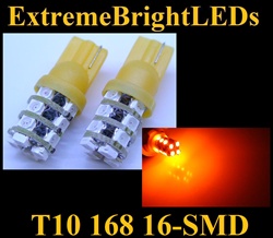 TWO AMBER T10 168 2825 16-SMD SMD LED bulbs