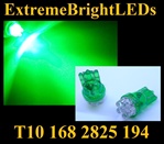 GREEN 6-LED T10 T-10 194 168 158 12256 12961 2821 2825 W5W