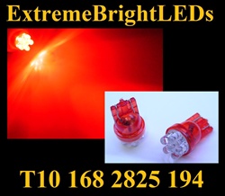 RED 6-LED T10 T-10 194 168 158 12256 12961 2821 2825 W5W