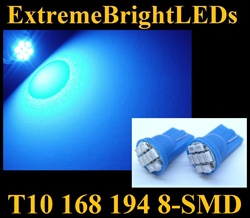 BLUE 8-SMD LED T10 168 2825 194 High Power bulbs