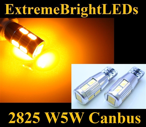 TWO Orange AMBER 2825 W5W T10 168 10-SMD 5730 Canbus Error Free LED Parking  Eyelid
