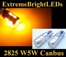 TWO Orange AMBER 2825 W5W T10 168 10-SMD 5730 Canbus Error Free LED Parking Eyelid Light Bulbs
