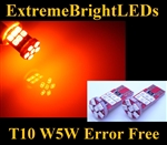 TWO Orange AMBER 18-SMD (2835 Chips) T10 168 2825 W5W Canbus Error Free Lights for European Cars