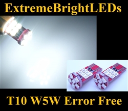 TWO Xenon HID WHITE 18-SMD (2835 Chips) T10 168 2825 W5W Canbus Error Free Lights for European Cars